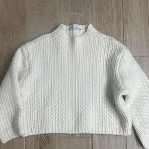 Zara Cream Chunky Ribbed Crop Sweater